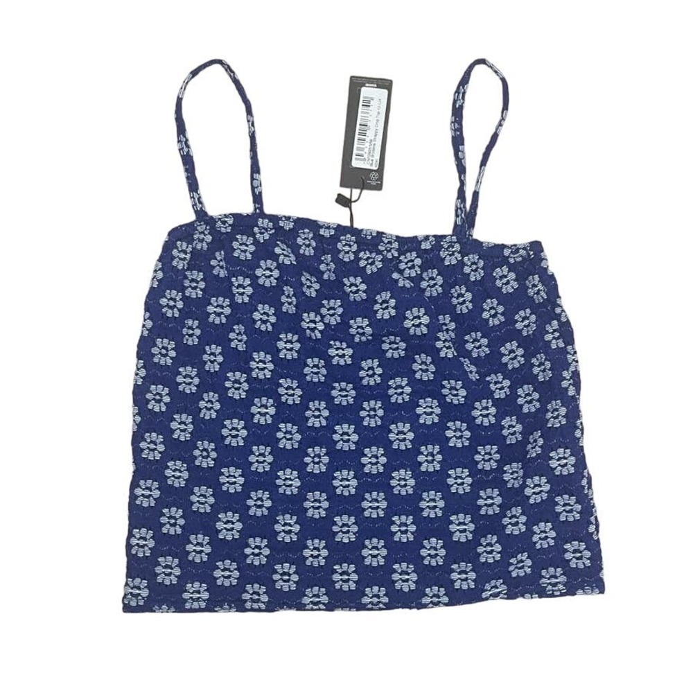 Pretty Little Thing Blue Broderie Strappy Crop Top